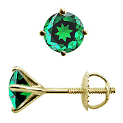 18K Yellow Gold 1.50cttw Emerald Earrings