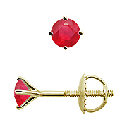 18K Yellow Gold 0.25cttw Ruby Earrings