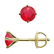 18K Yellow Gold 1.00cttw Ruby Earrings