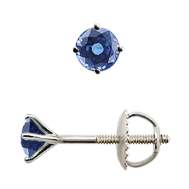 18K White Gold Martini Stud Earrings : 0.25 cttw Blue Sapphires