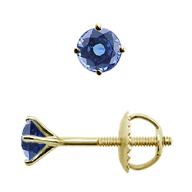 18K Yellow Gold Martini Stud Earrings : 0.25 cttw Blue Sapphires