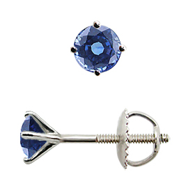 18K White Gold Martini Stud Earrings : 0.50 cttw Blue Sapphires