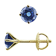 18K Yellow Gold Martini 1.00cttw Blue Sapphire Earrings