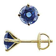 18K Yellow Gold Martini 1.50cttw Blue Sapphire Earrings