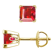 18K Yellow Gold 1.00cttw Ruby Earrings