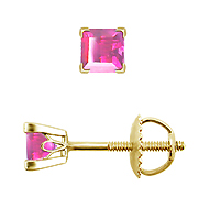 18K Yellow Gold Scrollwork 0.25cttw Pink Sapphire Earrings