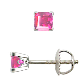 18K White Gold Scrollwork Stud Earrings : 0.25 cttw Pink Sapphires