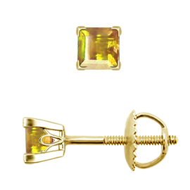 18K Yellow Gold Stud Earrings : 0.25 cttw Yellow Sapphires