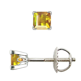 18K White Gold Stud Earrings : 0.25 cttw Yellow Sapphires