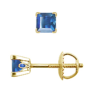 18K Yellow Gold Scrollwork 0.25cttw Blue Sapphire Earrings