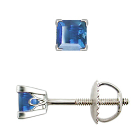 18K White Gold Scrollwork Stud Earrings : 0.25 cttw Blue Sapphires