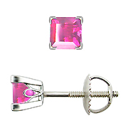 18K White Gold Scrollwork 0.50cttw Pink Sapphire Earrings