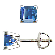 18K White Gold Scrollwork 1.00cttw Blue Sapphire Earrings