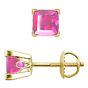 18K Yellow Gold Scrollwork 1.00cttw Pink Sapphire Earrings