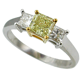 18K Two Tone Three Stone Ring : 1.15 cttw Diamonds