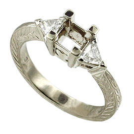 18K White Gold Three Stone Setting : 0.40 cttw Diamonds