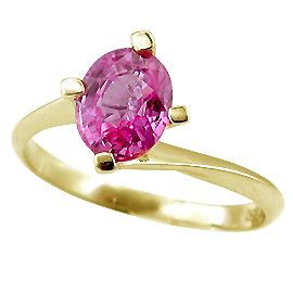 18K Yellow Gold Solitaire Ring : 1.00 ct Sapphire