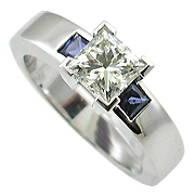 18K White Gold 0.90cttw Diamond & Sapphire Ring