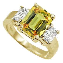 18K Yellow Gold Three Stone Ring : 2.00 cttw Sapphire & Diamonds