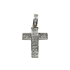 18K White Gold Cross Pendant : 1.45 cttw Diamonds