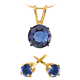 Christmas Gift Pack : Set of 1/2 cttw Sapphire Pendant and Stud Earrings