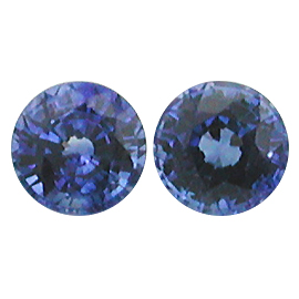 1.32 cttw Pair of Round Sapphires : Rich Blue