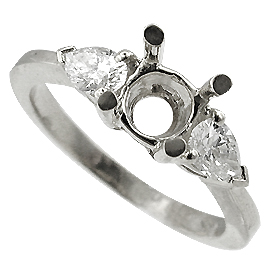 18K White Gold Three Stone Setting : 0.50 cttw Diamonds