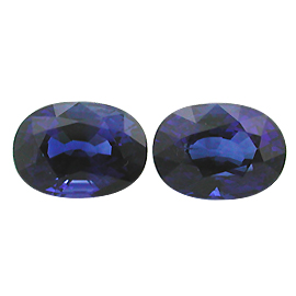 5.11 cttw Pair of Oval Sapphires : Rich Royal Blue