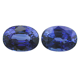 2.81 cttw Pair of Oval Sapphires : Deep Royal Blue