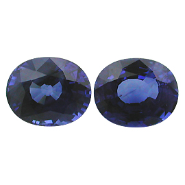3.03 cttw Pair of Oval Sapphires : Royal Navy Blue