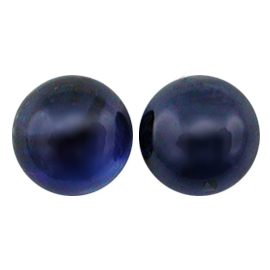 1.48 cttw Pair of Cabochon Blue Sapphires : Deep Royal Blue