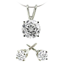 Christmas Gift Pack : Set of 1/2 cttw Diamond Pendant and Stud Earrings