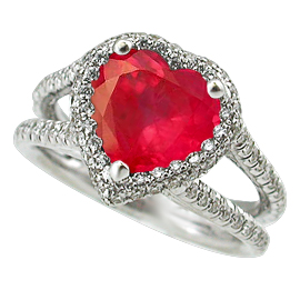 18K White Gold Multi Stone Ring : 2.65 cttw Ruby & Diamonds