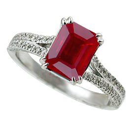 18K White Gold Multi Stone Ring : 2.00 cttw Ruby & Diamonds