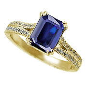 18K Yellow Gold 1.50cttw Sapphire & Diamond Ring