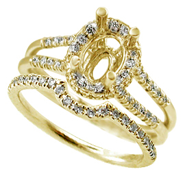 18K Yellow Gold Wedding Band Set : 0.47 cttw Diamonds