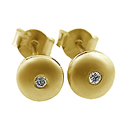 18K Yellow Gold Colorless Diamond Stud  Earrings
