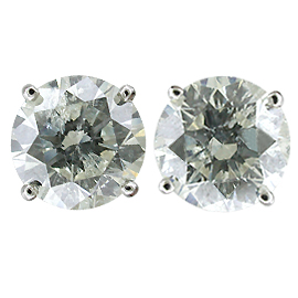 4.10 cttw Pair of Round Natural Diamonds : H / I1