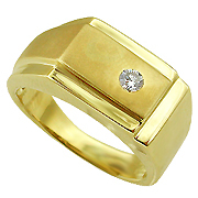14K Yellow Gold 0.10ct Diamond Men's Ring
