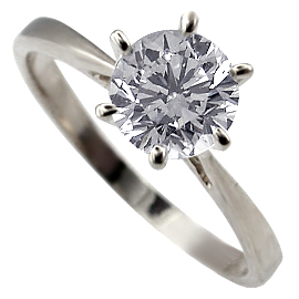 18K White Gold Solitaire Ring : 1.00 ct Diamond