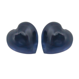 3.19 cttw Pair of Heart Shape Cabochon Sapphires : Fine Blue