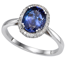 18K White Gold Multi Stone Ring : 2.55 cttw Tanzanite & Diamonds