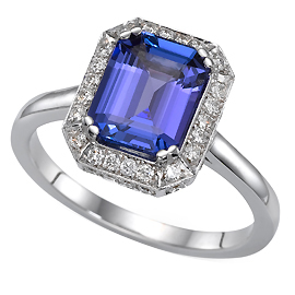 18K White Gold Multi Stone Ring : 2.80 cttw Tanzanite & Diamonds