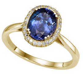 18K Yellow Gold Multi Stone Ring : 2.55 cttw Tanzanite & Diamonds