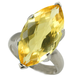 14K White Gold Solitaire Ring : 7.62 ct Citrine