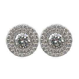 18K White Gold Designer Stud Earrings : 1.22 cttw Diamonds