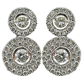 18K White Gold Drop Earrings : 2.00 cttw Diamonds