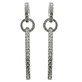 18K White Gold Hoop Earrings : 2.75 cttw Diamonds