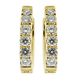 18K Yellow Gold Hoop Earrings : 0.36 cttw Diamonds