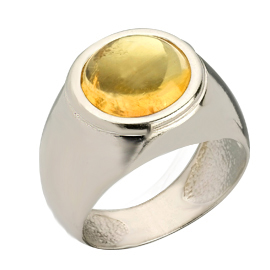 14K White Gold  Kabbalah Ring : Citrine